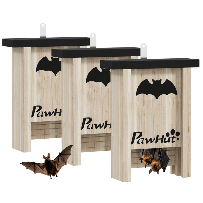 Set di 3 Casette per Pipistrelli Bat Box 18x6x22,5 cm in Legno di Abete    