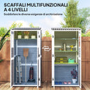 Armadio Porta Attrezzi da Esterno 91x69x185-192H cm Tetto inclinato in Plastica in Legno Grigio  