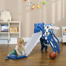 Scivolo per Bambini 133x60x70 cm con Canestro Laterale in PE Blu e Grigio
