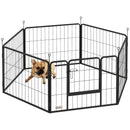 Recinto per Cani a 6 Pannelli Modulabili da 80x1,5x60A cm con Porta di Ingresso in Acciaio Nero    