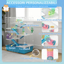 Gabbia per Criceti 6 Livelli 58x36x81 cm con Giochi Azzurra   