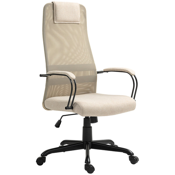 prezzo Sedia da Ufficio Ergonomica Girevole con Reclinazione Altezza Regolabile 58x61x115-125 cm Beige
