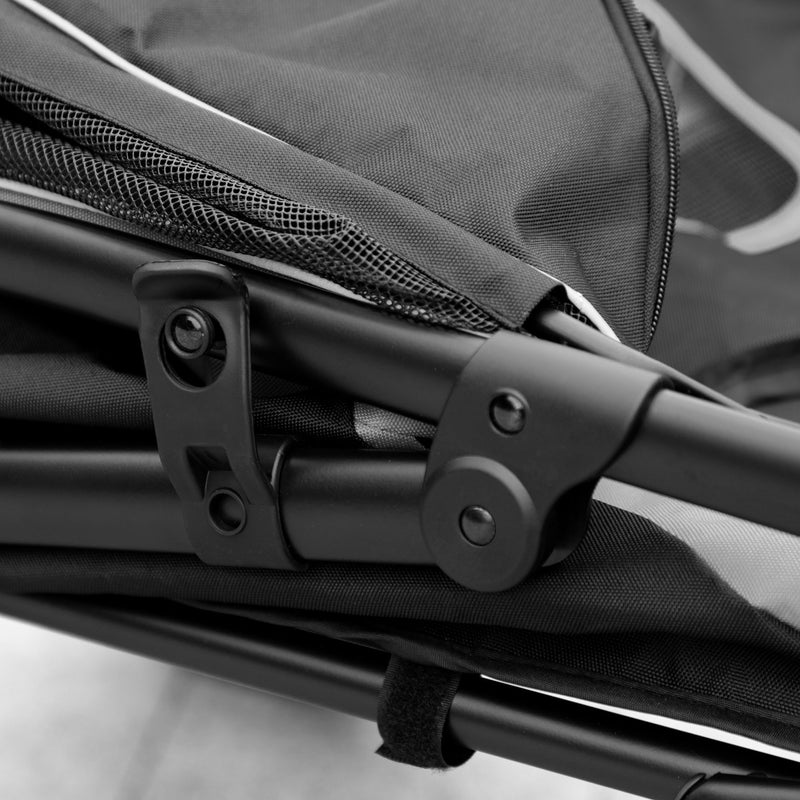 Passeggino per Cani Taglia Media e Grande 112x65x100 cm Pieghevole con Ingressi a Cerniera Grigio Scuro e Nero  