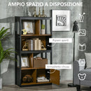 Mobile Libreria  4 Livelli Aperti con Armadietto 76.5x30x150 cm in Truciolato e MDF Marrone e Nero-5