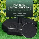 Base per Ombrellone Ø60 cm Riempibile con Acqua e Sabbia 28-40 kg per Pali da Ø3,8 e Ø4,8 cm in Plastica Nero 