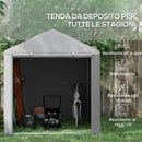 Capanno Box per Attrezzi da Giardino 160x218x172 cm Tenda in PE anti UV e Acciaio Grigio chiaro