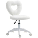 Sedia da Ufficio 45x56x78-88 cm con Schienale a Cuore in Velluto Teddy e Plastica Bianco  