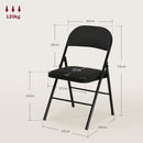 Set 4 Sedie Pieghevoli con Seduta Imbottita e Struttura in Acciaio Nero  