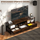 Mobile TV fino 65"" Design Industriale 147x40x50 cm in Legno e Acciaio Marrone e Nero 