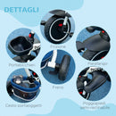 Triciclo a Spinta Seggiolino Reversibile per Bambini 110x58x100 cm Blu e Bianco