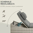 Lettino Prendisole da Giardino 60x200x40 cm in Rattan PE Grigio