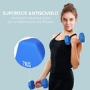 Set 2 Manubri Palestra 7 kg Pesi esagonali per Allenamento Blu