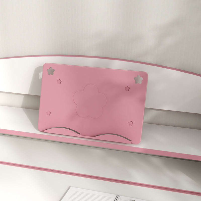 Banco Studio Scuola per Bambini 80x54,5x104 cm con Sedia Regolabile e Piano Inclinabile Rosa