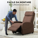 Poltrona Reclinabile con Poggiapiedi in Tessuto Effetto Lino Marrone  