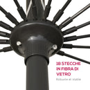 Ombrellone Rotondo Ø250x240 cm a 18 Stecche in Metallo e Poliestere Rosso Vino  