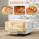 Forno Elettrico 12L Timer e Temperatura Regolabile 31,5x27,7x22,7 cm Bianco e Oro  