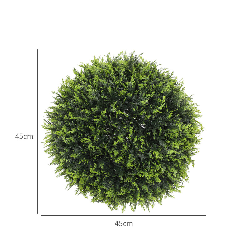 Set di 2 Piante Artificiali a Sfera Ø45 cm con Foglie di Cedro per Casa e Giardino Verde   