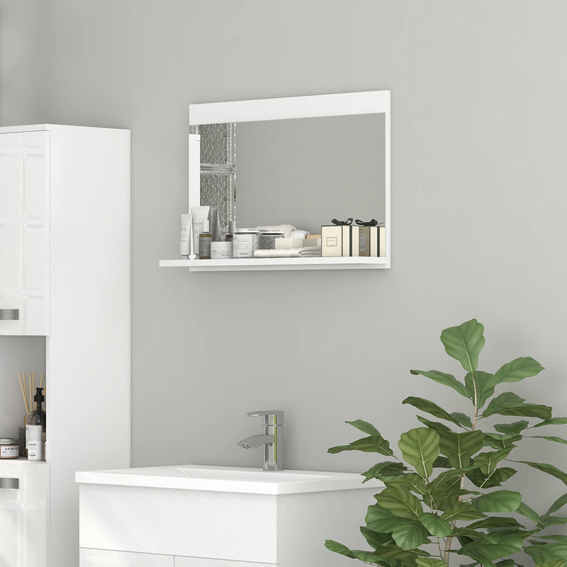 Specchio Bagno a Parete 60x12x40 cm con Mensola Bianco 