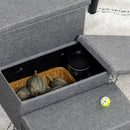 Scaletta per Cani 3 Gradini 63,5x42,5x40,5 cm in Tessuto Effetto Lino e MDF Grigio