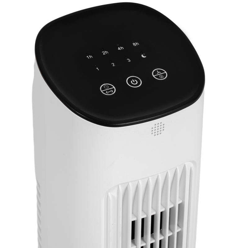 Ventilatore a Colonna con Telecomando e 3 Velocità Ø30x78 cm Oscillazione e Modalità Notte in ABS Bianco-9
