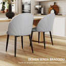 Set 2 Sedie da Pranzo Schienale a Conchiglia in Pelle PU Grigio Chiaro   