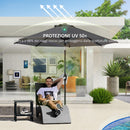 Telo di Ricambio per Ombrellone Rettangolare da 3 m a 8 Stecche Poliestere Anti UV 50+ Grigio   