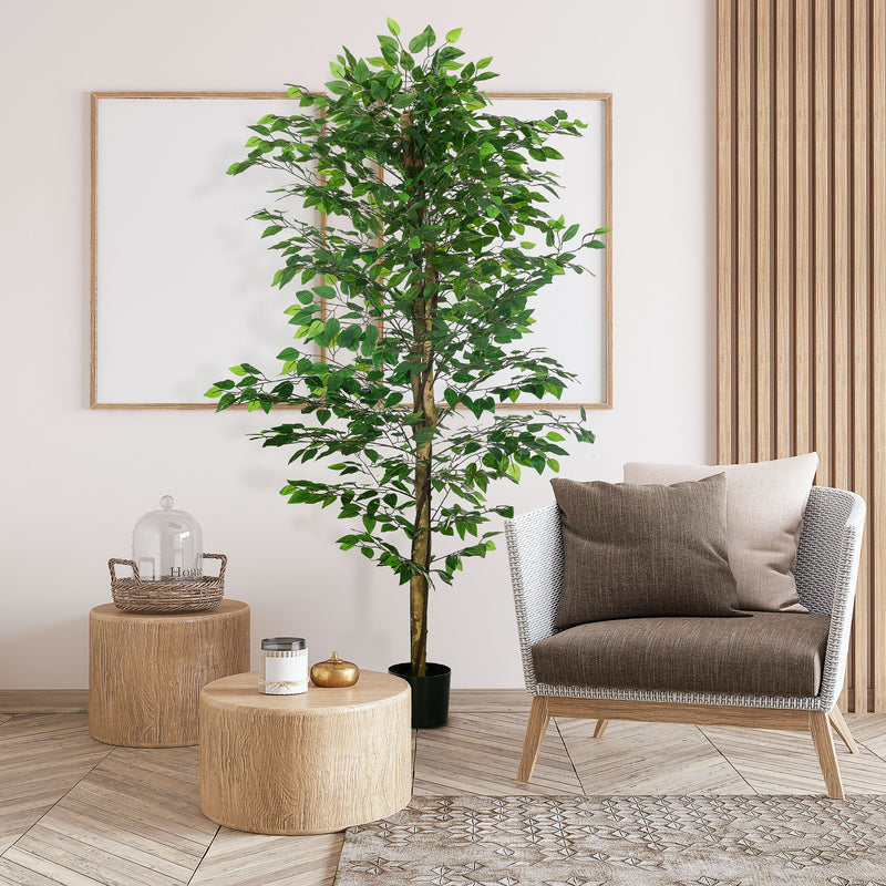 Pianta Artificiale di Ficus con Vaso per Interni ed Esterni 180 cm Verde 