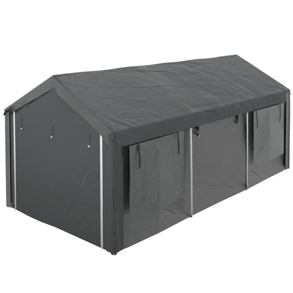 Gazebo per Auto e Feste con Altezza Regolabile 4 Porte e 4 Finestre 6x3m Grigio Scuro online