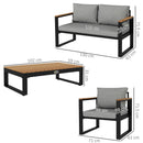 Salotto da Giardino con Divano da Esterno 2 Poltrone e Tavolino in Alluminio   Grigio