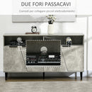 Credenza 147x40x83 cm con Armadietti a 2 Ante e Mensole Regolabili Effetto Marmo Grigio