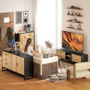 Credenza Mobile Basso Multiuso con 3 Armadietti e 2 Cassetti 80x35x88 cm Nero e color Legno  