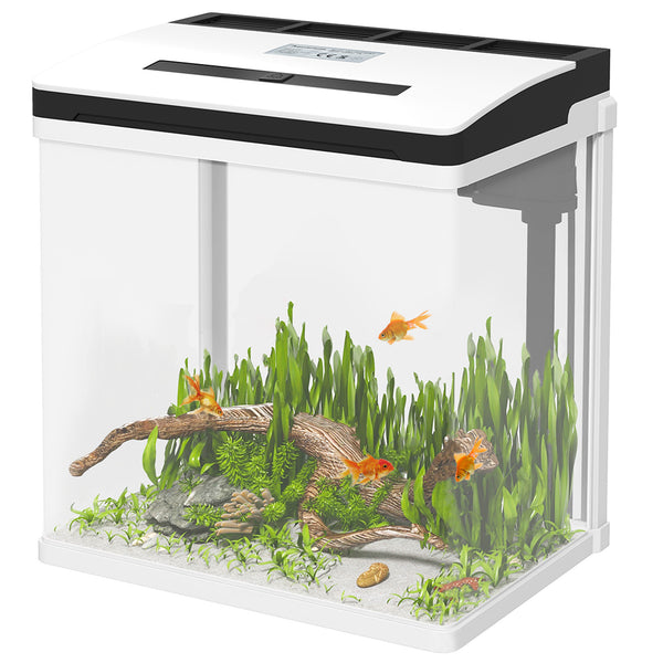 sconto Acquario con LED 13 Litri 29x20x30,5 cm con Fori di Ventilazione in Vetro HD e ABS