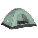 Tenda da Campeggio 2 Posti con Porta a Cerniera Zanzariera e Sacca di Trasporto 206x185x120 cm in Poliestere Verde