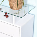 Mobile Scarpiera 2 Ante a Ribalta 1 Cassetto 1 Mensola in Vetro in Legno Bianco 