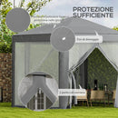 Gazebo da Giardino Esagonale 390x390x250 cm con Doppio Ingresso in Metallo e Poliestere Grigio  