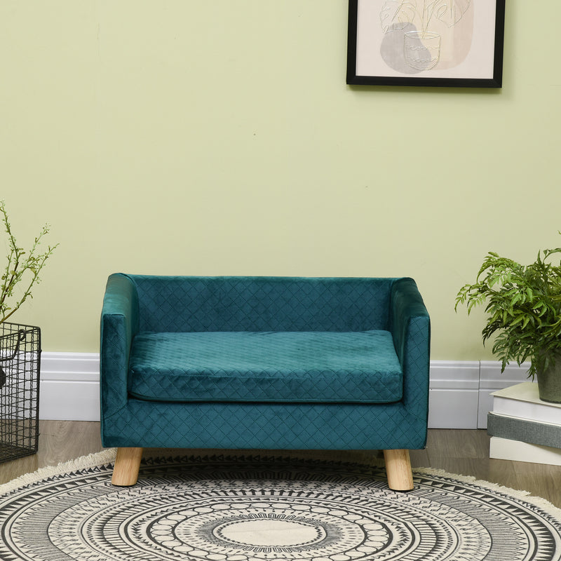 Cuccia Divano per Cani e Gatti 64x45x36 cm Stile Scandinavo in Velluto Blu