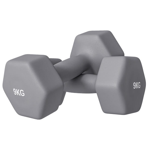 Set 2 Manubri Palestra 9 kg Pesi esagonali per Allenamento Grigio online