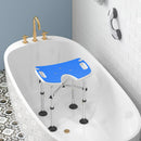 Sgabello da Doccia Regolabile in Altezza con Maniglione Seduta Imbottita a U e Piedini Antiscivolo Blu    