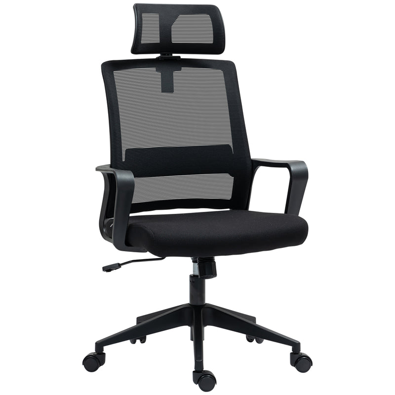 Sedia da Ufficio Ergonomica 60x64Px102-112H cm con Poggiatesta e Altezza Regolabili Nero   