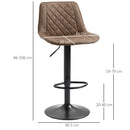 Set 2 Sgabelli da Bar Altezza Regolabile e Girevoli in Finta pelle PU Marrone Scuro  