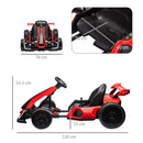 Go Kart Elettrico per Bambini 24V 12km/h con Seggiolino Regolabile Rosso  