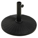 Base per Ombrellone Rotonda da 12,5kg Ø44,5 cm per Pali da Ø3,8 e Ø4,8 cm in HDPE Cemento e Acciaio Nero  