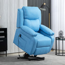 Poltrona Alzapersona Reclinabile con Poggiapiedi e Telecomando 76x90x105 cm Azzurro  