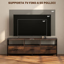 Mobile TV fino 65"" Design Industriale 147x40x50 cm in Legno e Acciaio Marrone e Nero 