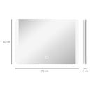 Specchio Bagno con LED a 3 Temperature e Interruttore Touch 70x50 cm Antiappannamento 