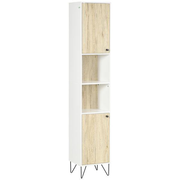 Colonna Bagno 2 Ripiani 2 Ante 30x31,5x169 cm in Truciolato Bianco e color Legno online