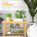 Panca Scarpiera 70x28x45 cm con 2 Ripiani a Doghe e Seduta in Bambù   