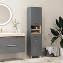 Mobile a Colonna da Bagno con Cassetto e Armadietti 40x24x160 cm in Legno Grigio 