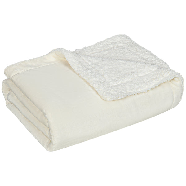 Coperta Double Face 203x152x0,5 cm in Flanella 220 GSM e Sherpa 260 GSM Crema acquista