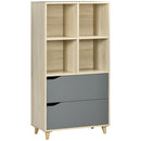 Libreria con 2 Cassetti 70,2x35x130 cm in Truciolato e MDF Naturale e Grigio